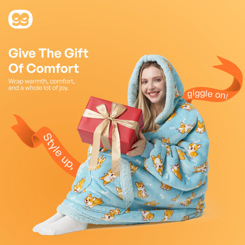 Giggling Getup folded blanket hoodie styled for gifting showing ready-to-give presentation