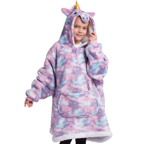 Giggling Getup front view of oversized hoodie showing cozy fit and pocket benefit
