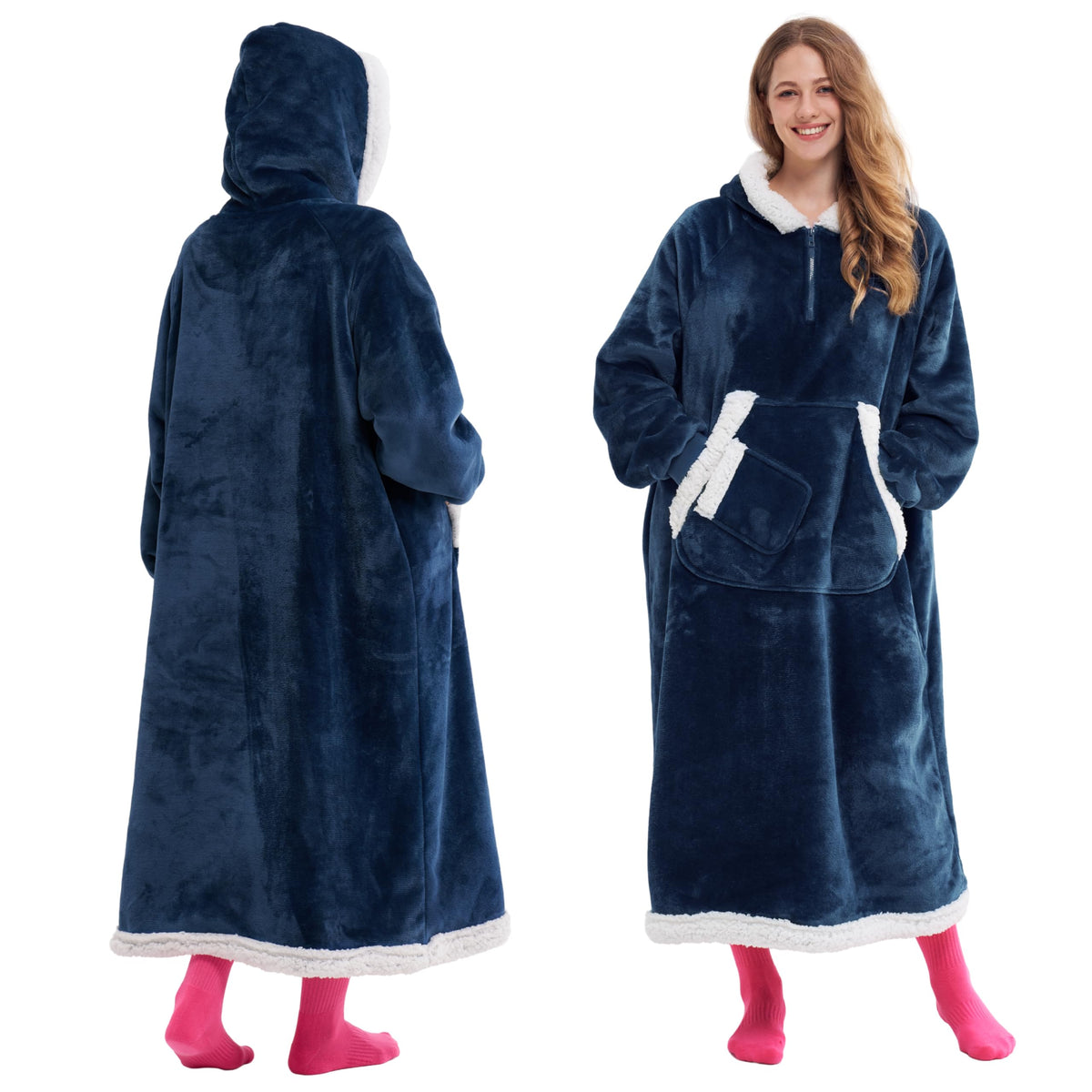 Giggling Getup front view hooded blanket showing full coverage and cozy look