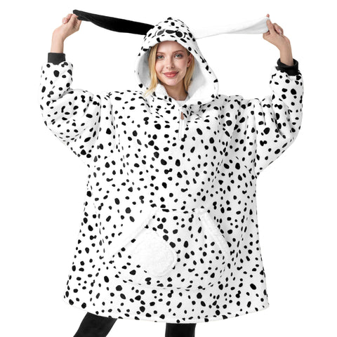 Giggling Getup front view hooded blanket showing oversized fit and cozy warmth