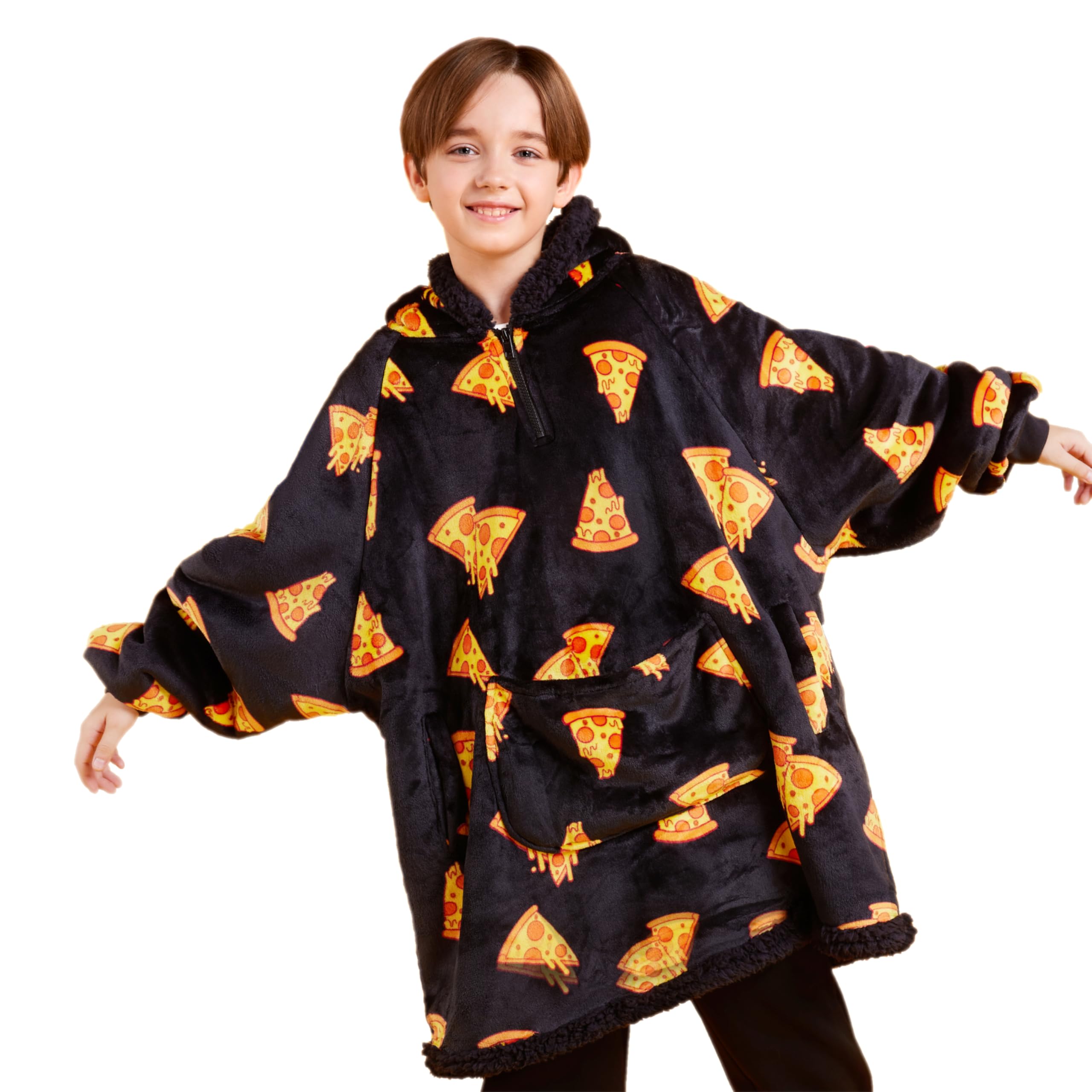 Giggling Getup front view hoodie showing full oversized fit and hood for cozy warmth