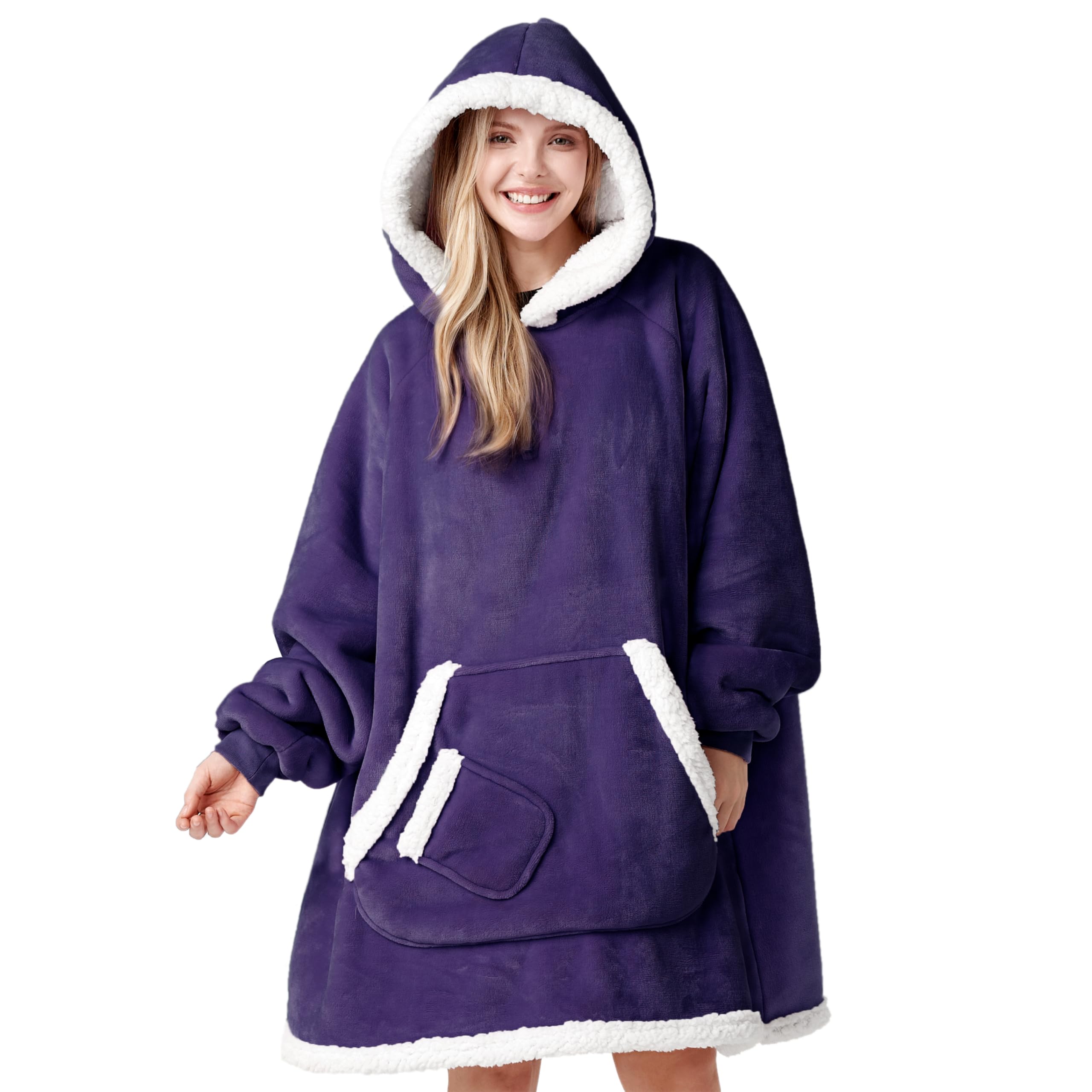 Giggling Getup front view purple showing cozy fit and zip closure