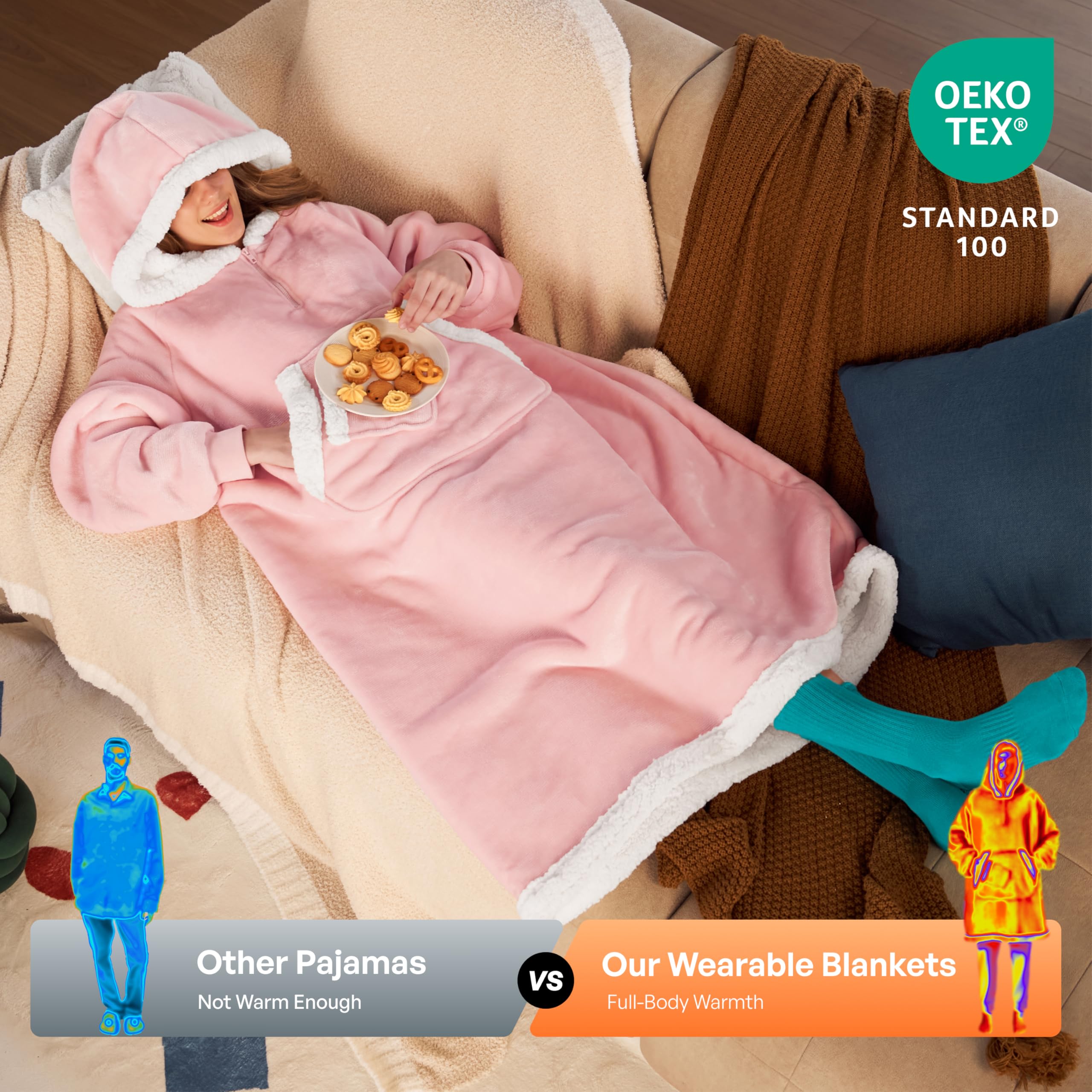 Giggling Getup hood and zipper detail offering adjustable coverage and ease