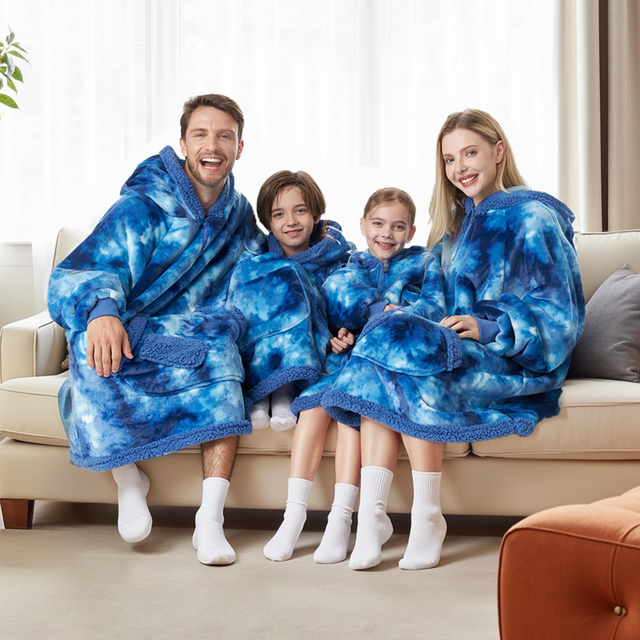 Giggling Getup hoodie shown beside chair to illustrate true size
