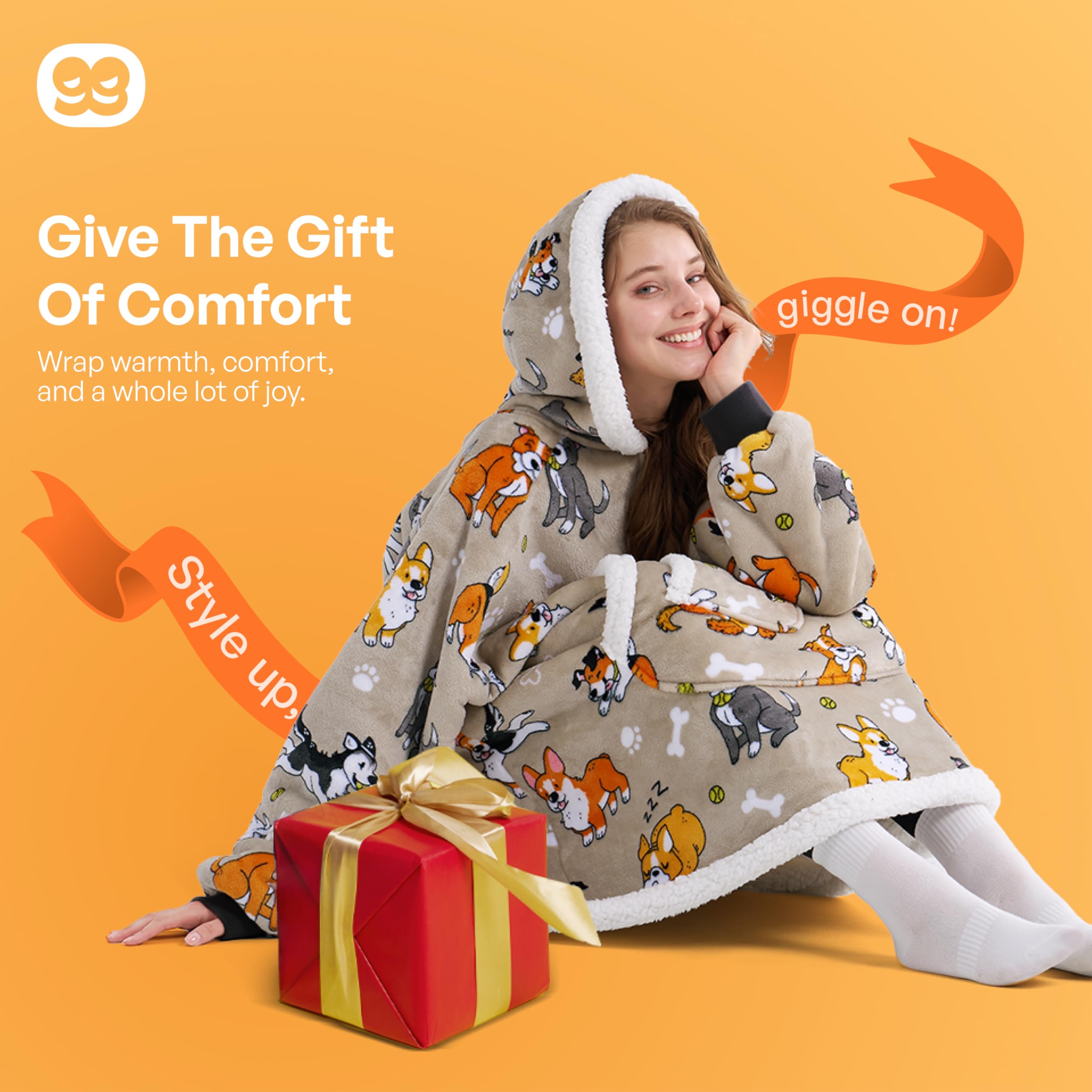 Giggling Getup size comparison with person showing oversized coverage and fit