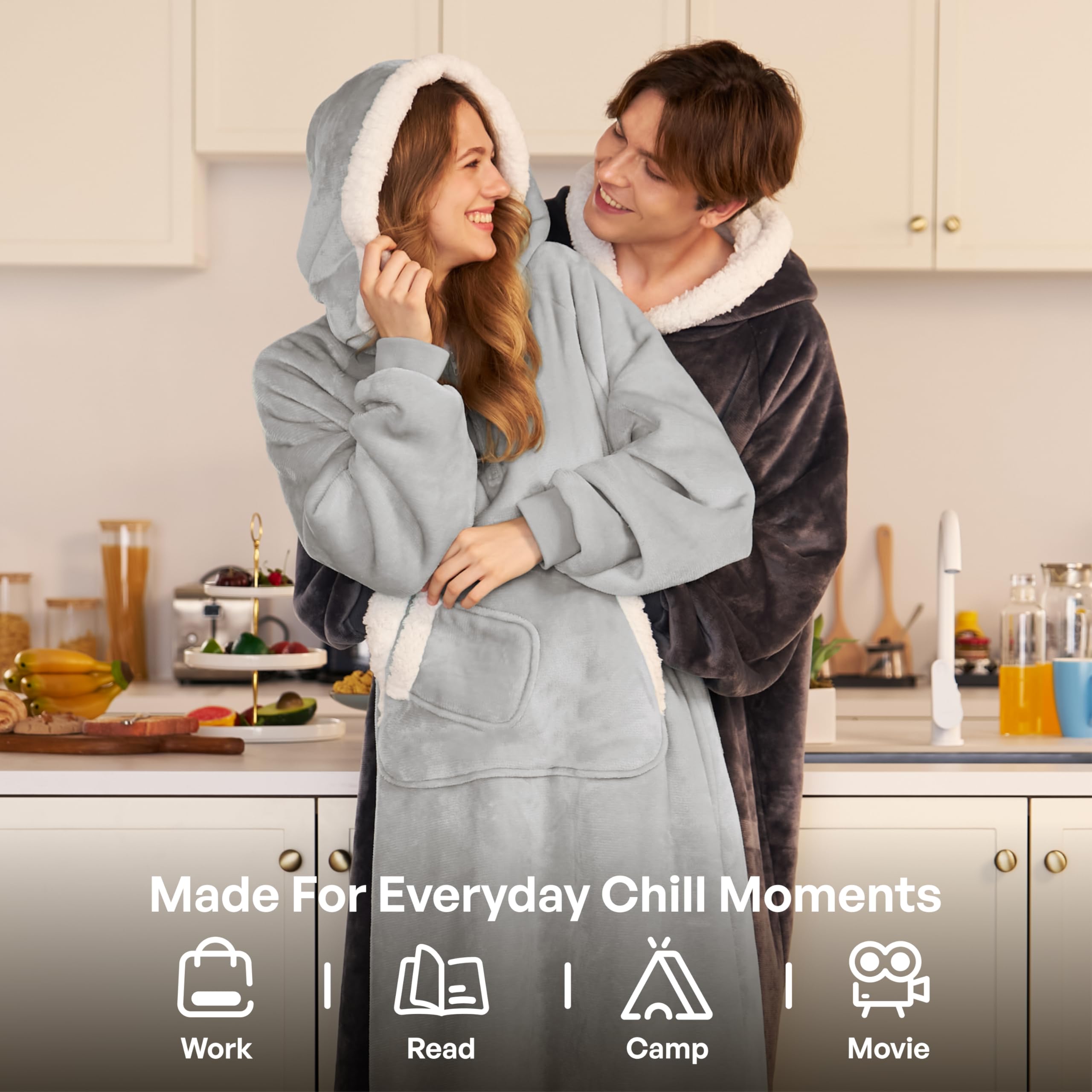 Giggling Getup sleeves shown while reading enabling free arm movement and comfort
