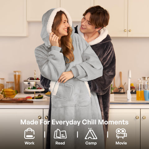 Giggling Getup sleeves shown while reading enabling free arm movement and comfort