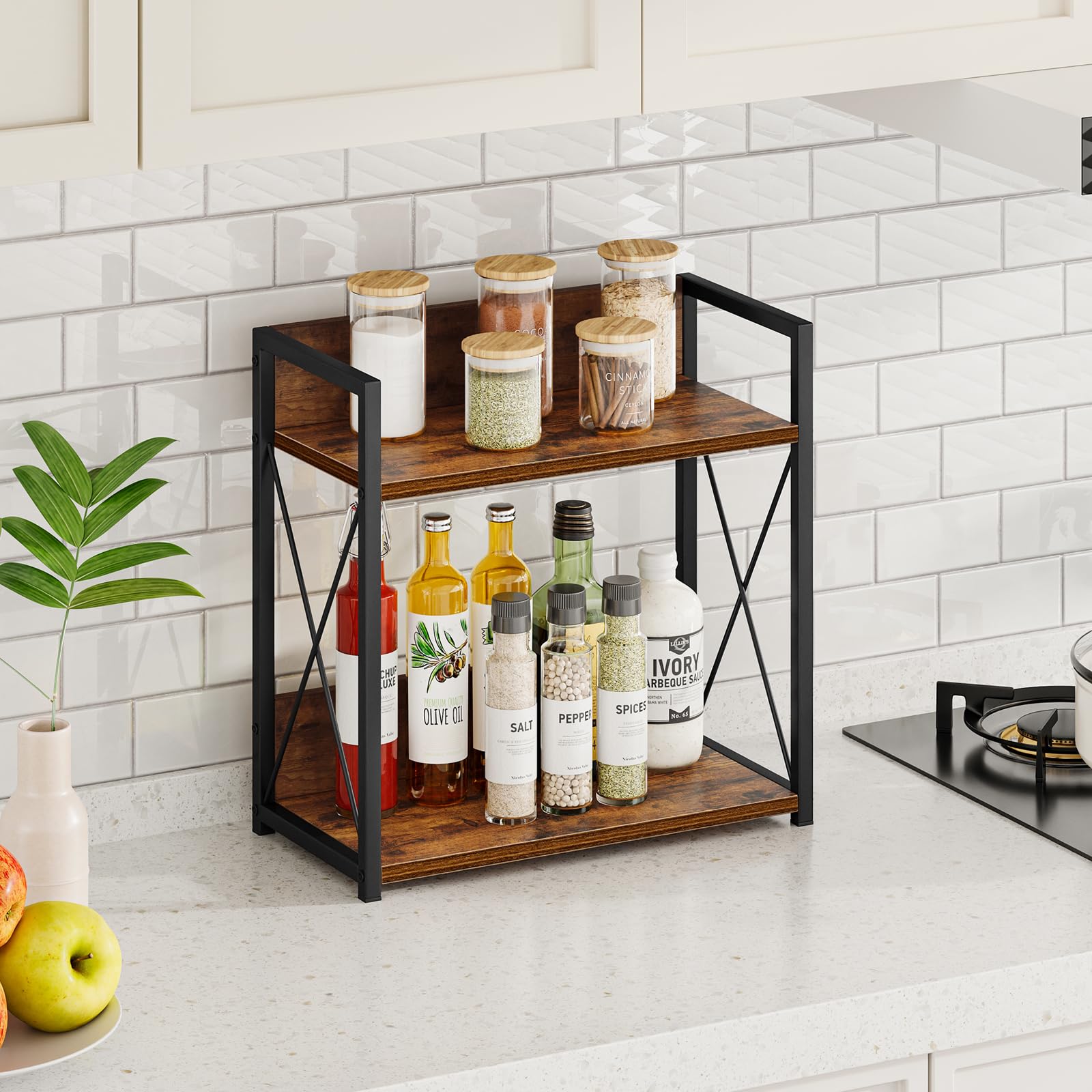 Giikin coffee bar setup organized mugs and syrups for efficient brewing