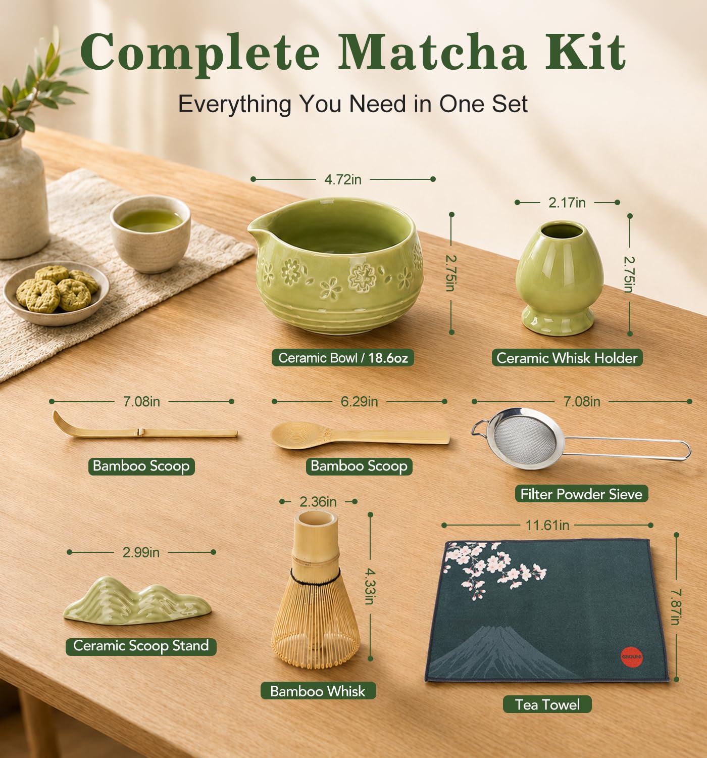 Giiouni kit size comparison with cup showing 550ml bowl capacity