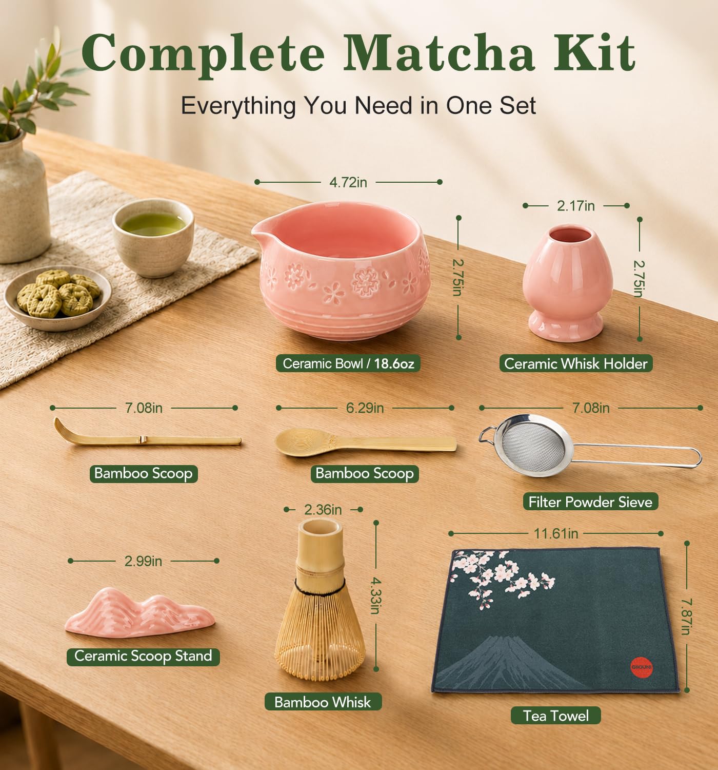 Giiouni stainless-steel sifter and scoop, reduces clumps for smooth matcha