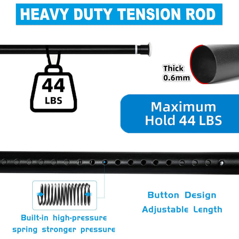Ginbel Direct rod extended across shower stall demonstrating tool-free install