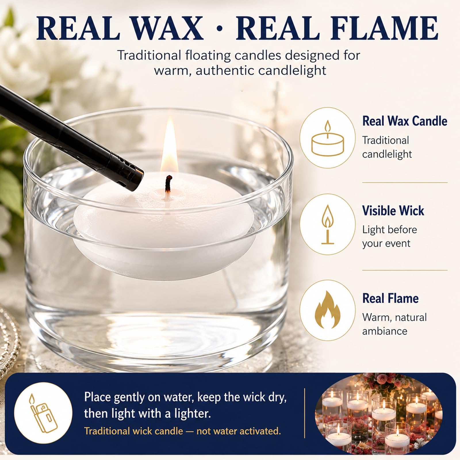 ginitiri retail packaging box of 48 candles highlighting bulk convenience