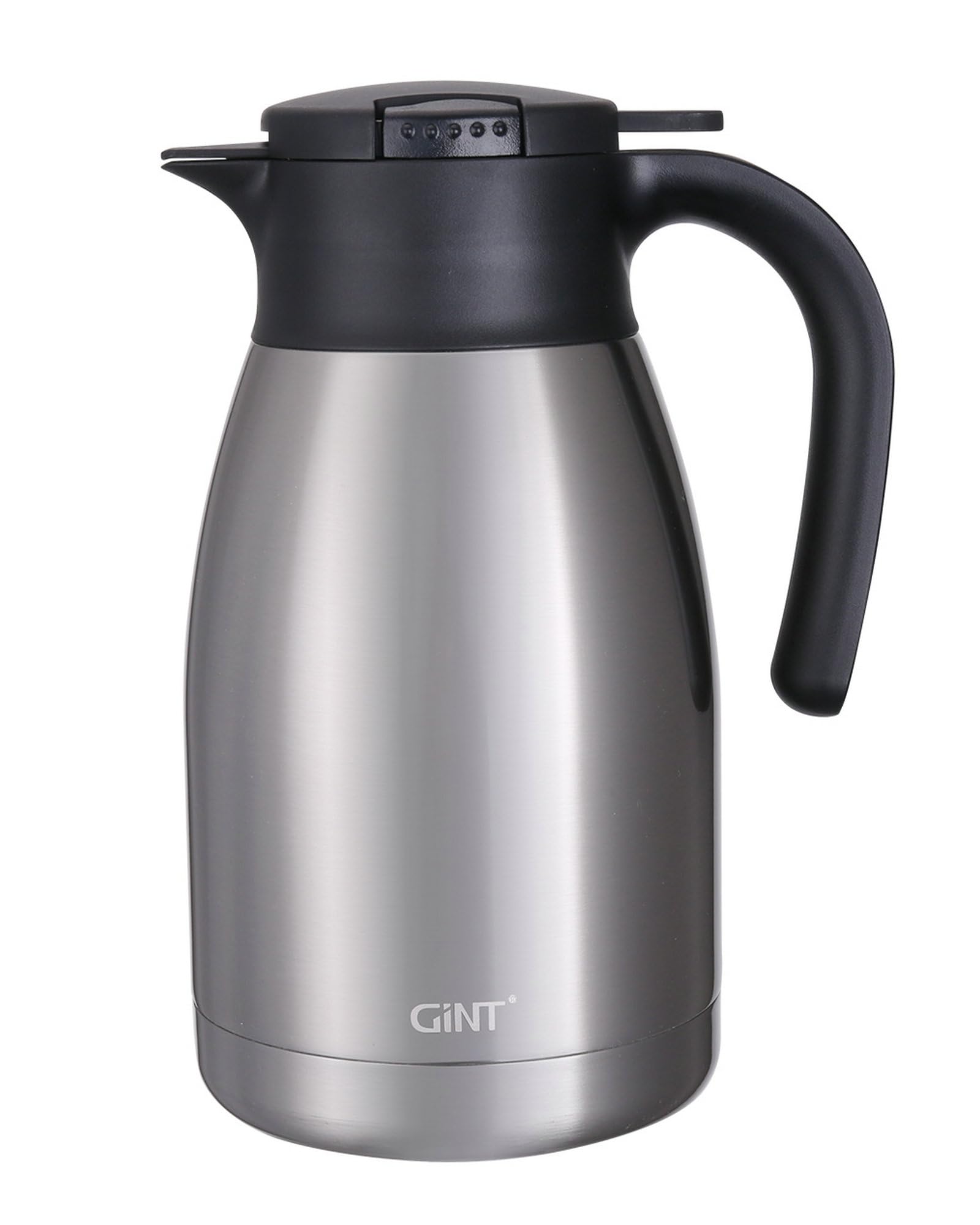 GiNT carafe front view showing sleek stainless finish and capacity benefit
