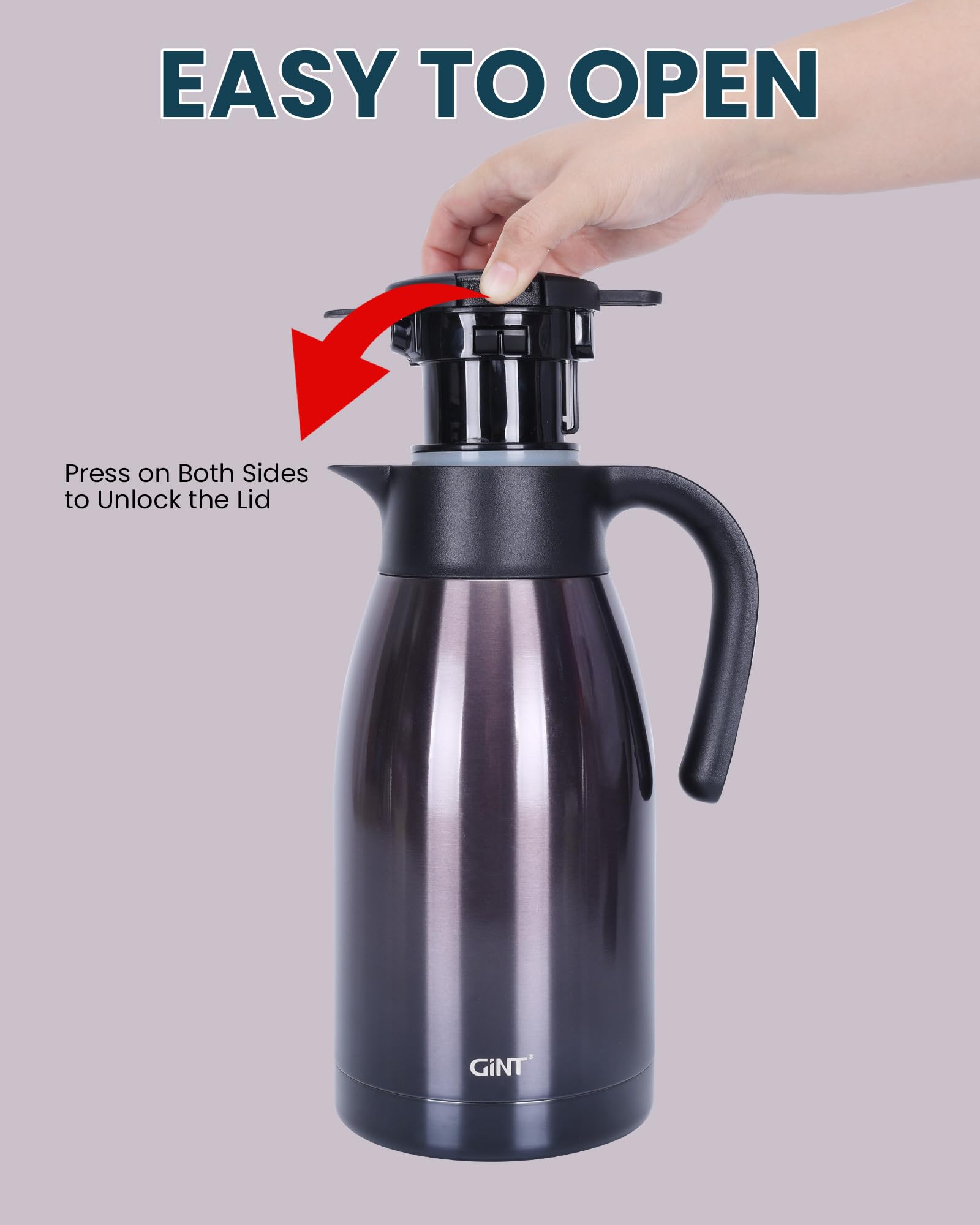 GiNT lid and detachable stopper close-up highlighting leak-proof dual-seal design