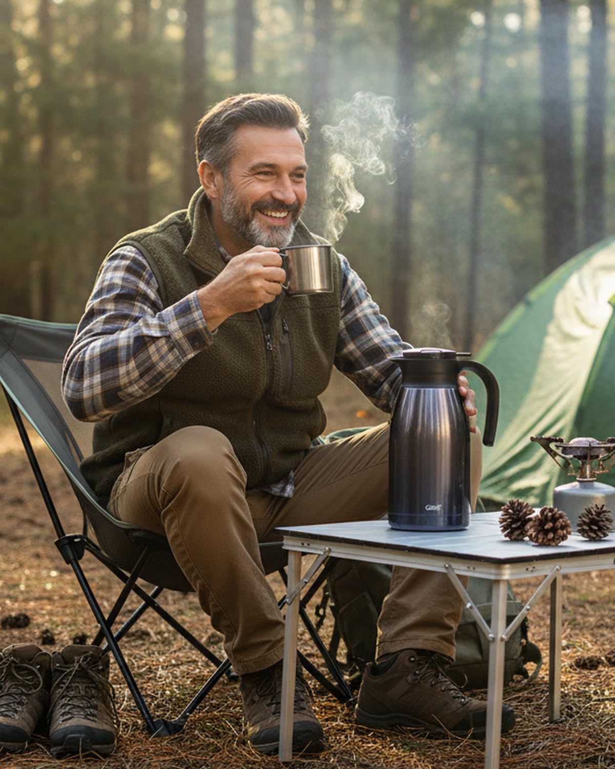 GiNT carafe on a breakfast table lifestyle image illustrating serving versatility