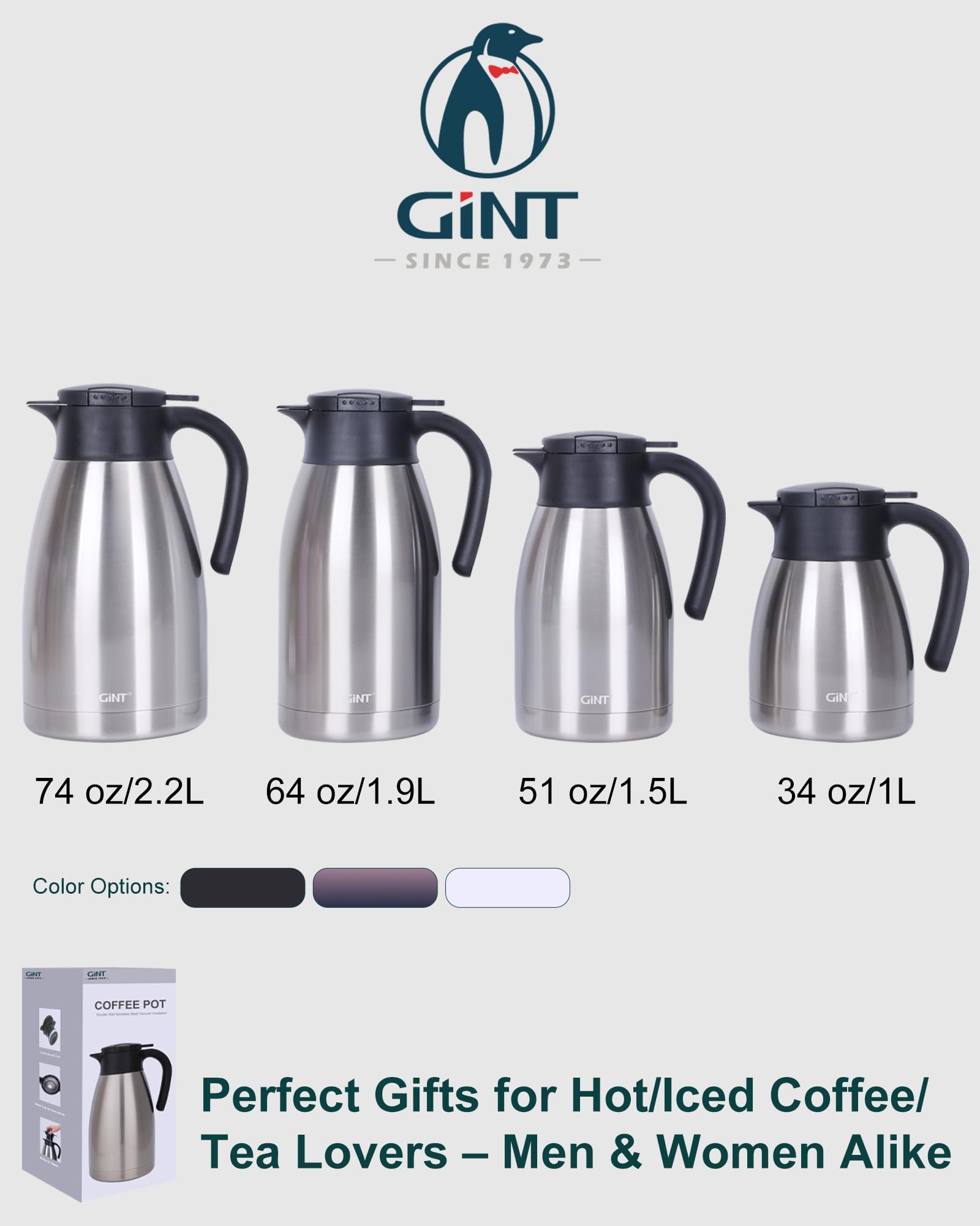 GiNT carafe on breakfast table showing convenient everyday serving benefit