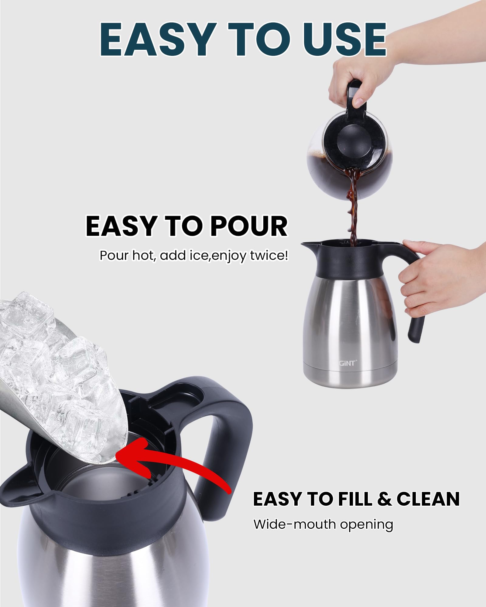 GiNT carafe on kitchen table in lifestyle setting for convenient everyday use