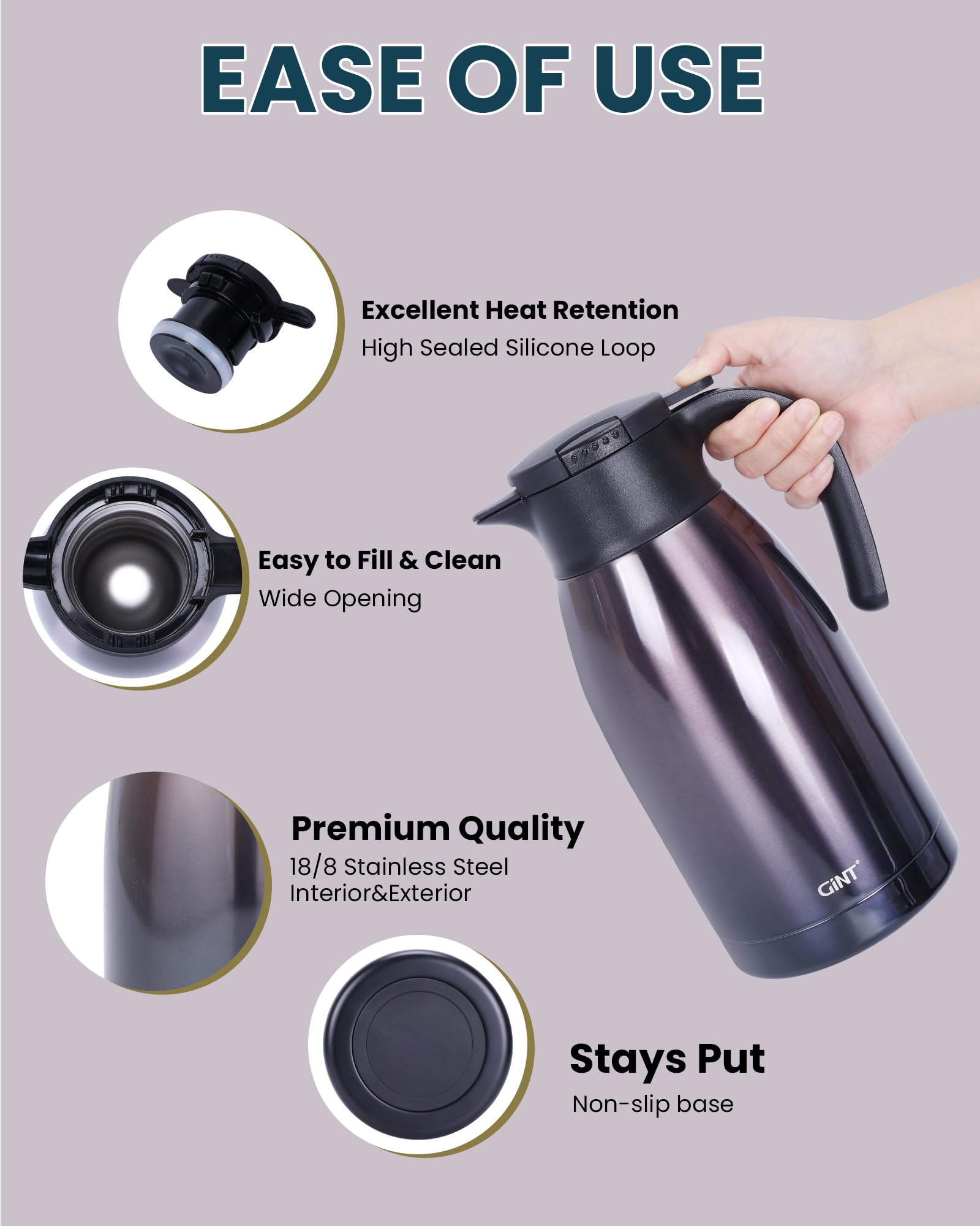GiNT wide mouth top open showing easy filling and ice addition for convenience