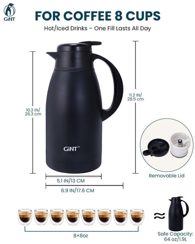 GiNT carafe wide mouth top view showing easy cleaning and ice addition