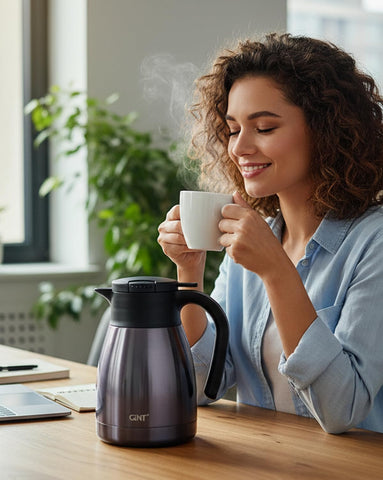 GiNT carafe with ice and cold drink proving 24‑hour cold retention convenience