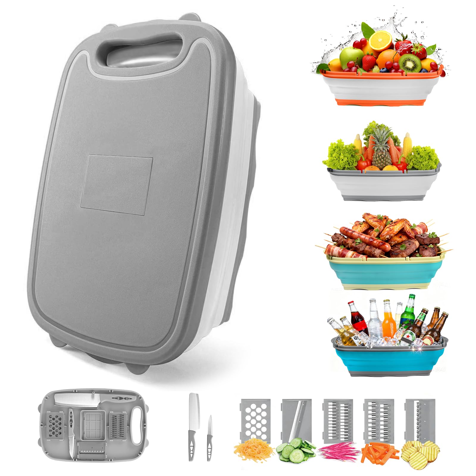 Gintan front view folded cutting board showing compact portability and neat storage