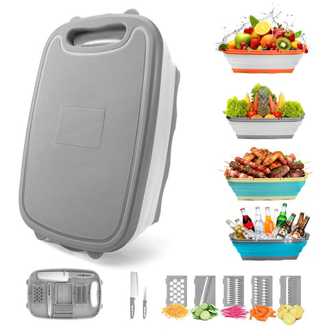 Gintan front view folded cutting board showing compact portability and neat storage