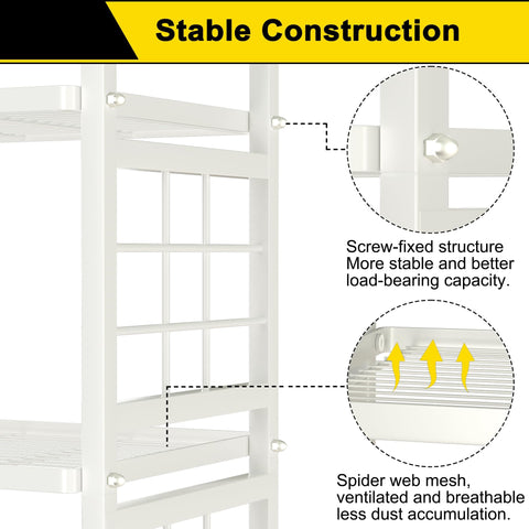 GIOTORENT shelving placed between appliances maximizing narrow-space organization benefit