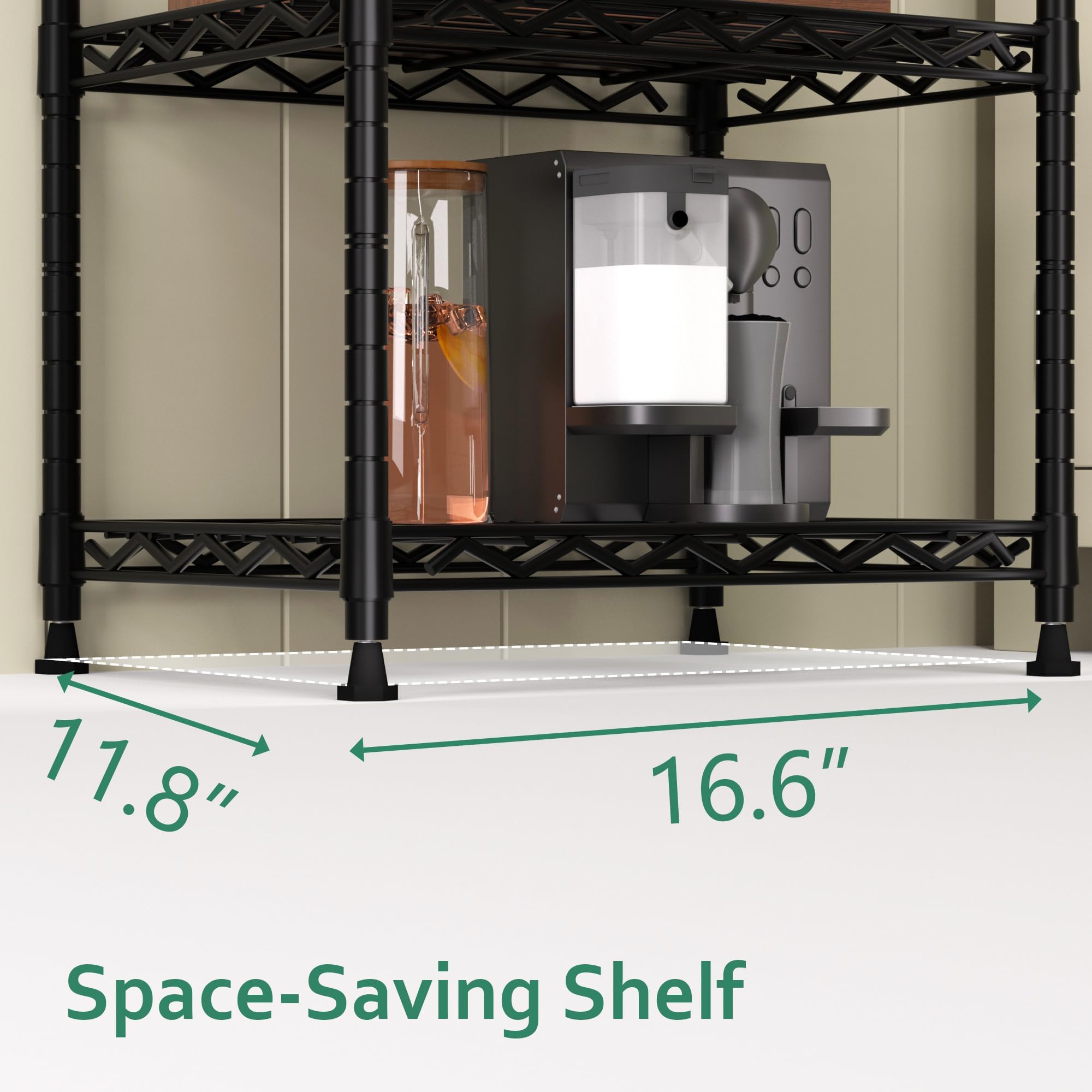 GIOTORENT close-up of wire shelf texture showing durable coated steel and airflow benefit