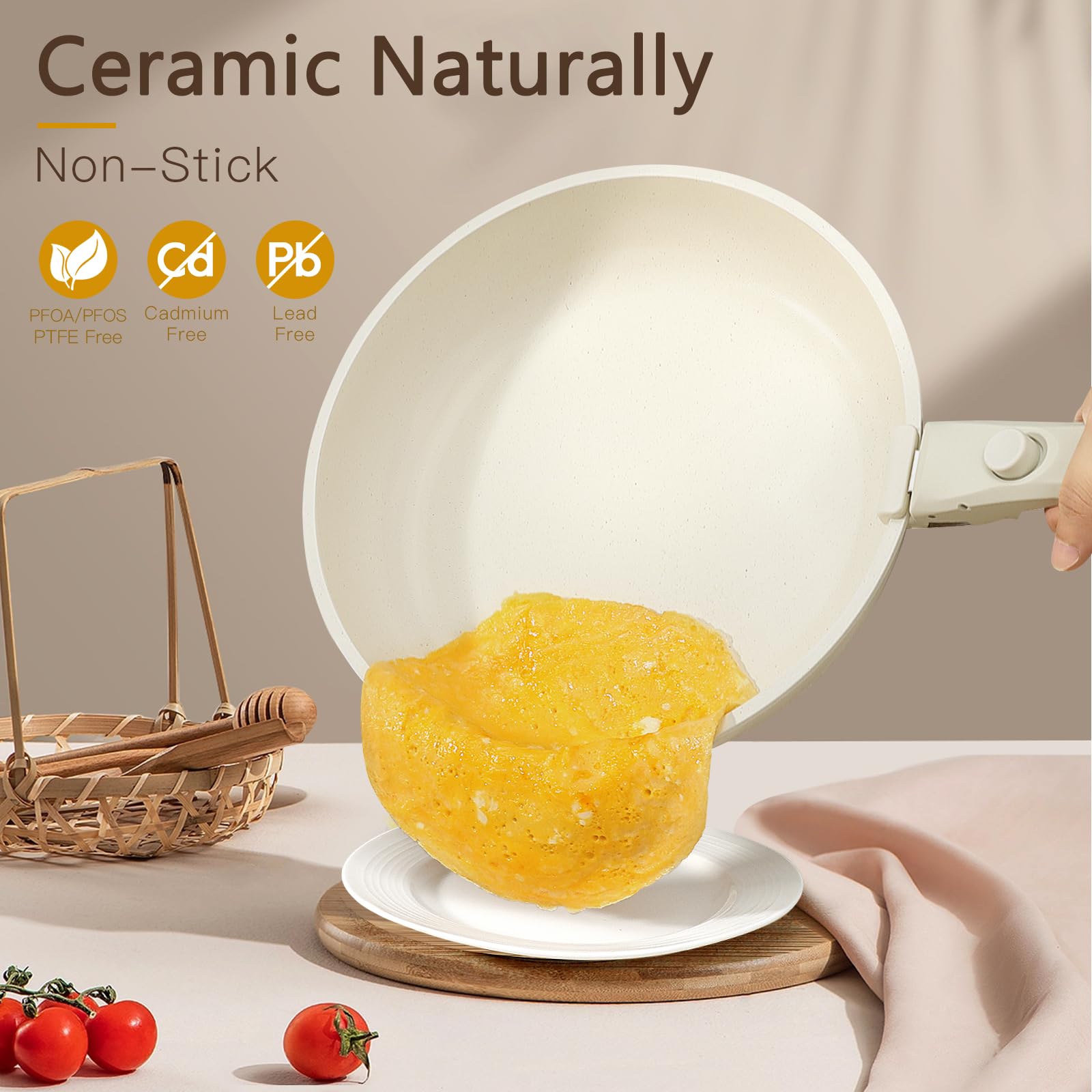 GiPP detachable handle engaged on a pan demonstrating secure locking for safe cooking