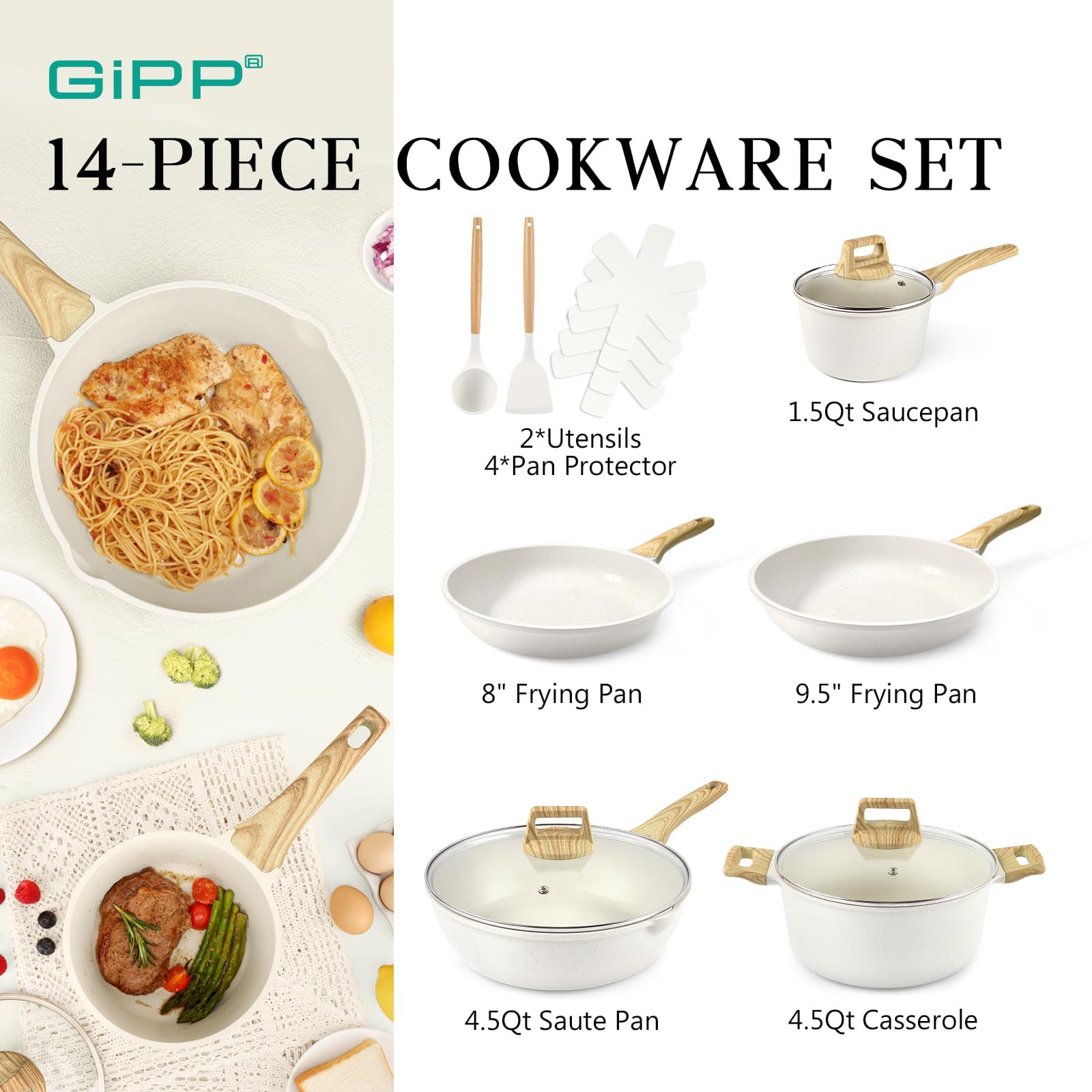 GiPP close-up of granite nonstick surface highlighting effortless release