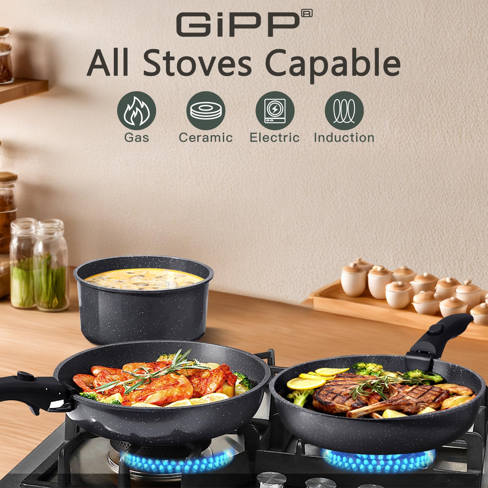 GiPP silicone glass lids and refrigerator cover showing sealed storage benefit