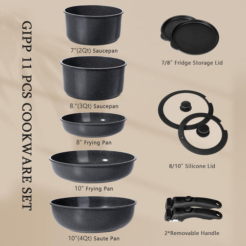 GiPP stacked saucepans without handles showing compact space saving