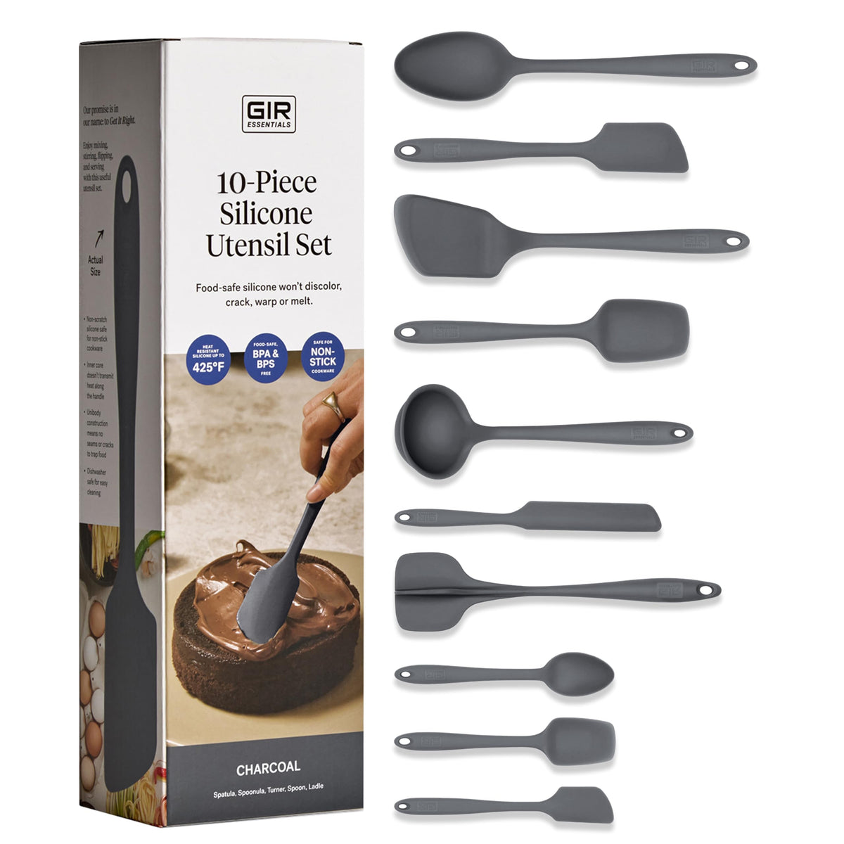GIR front view of 10-piece set showing charcoal finish and full tool lineup, easy organization