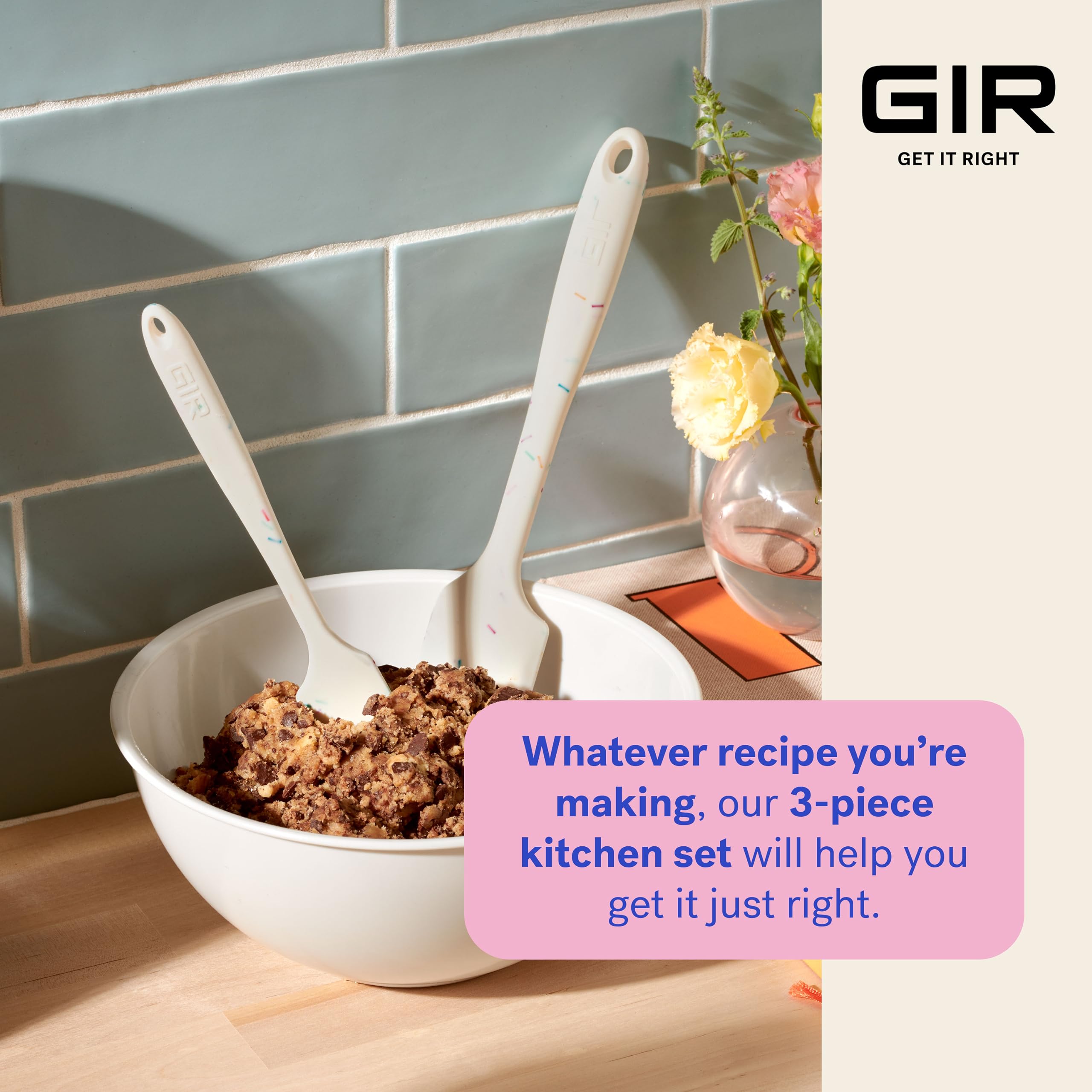 GIR handles hanging on kitchen hook for compact storage and quick access