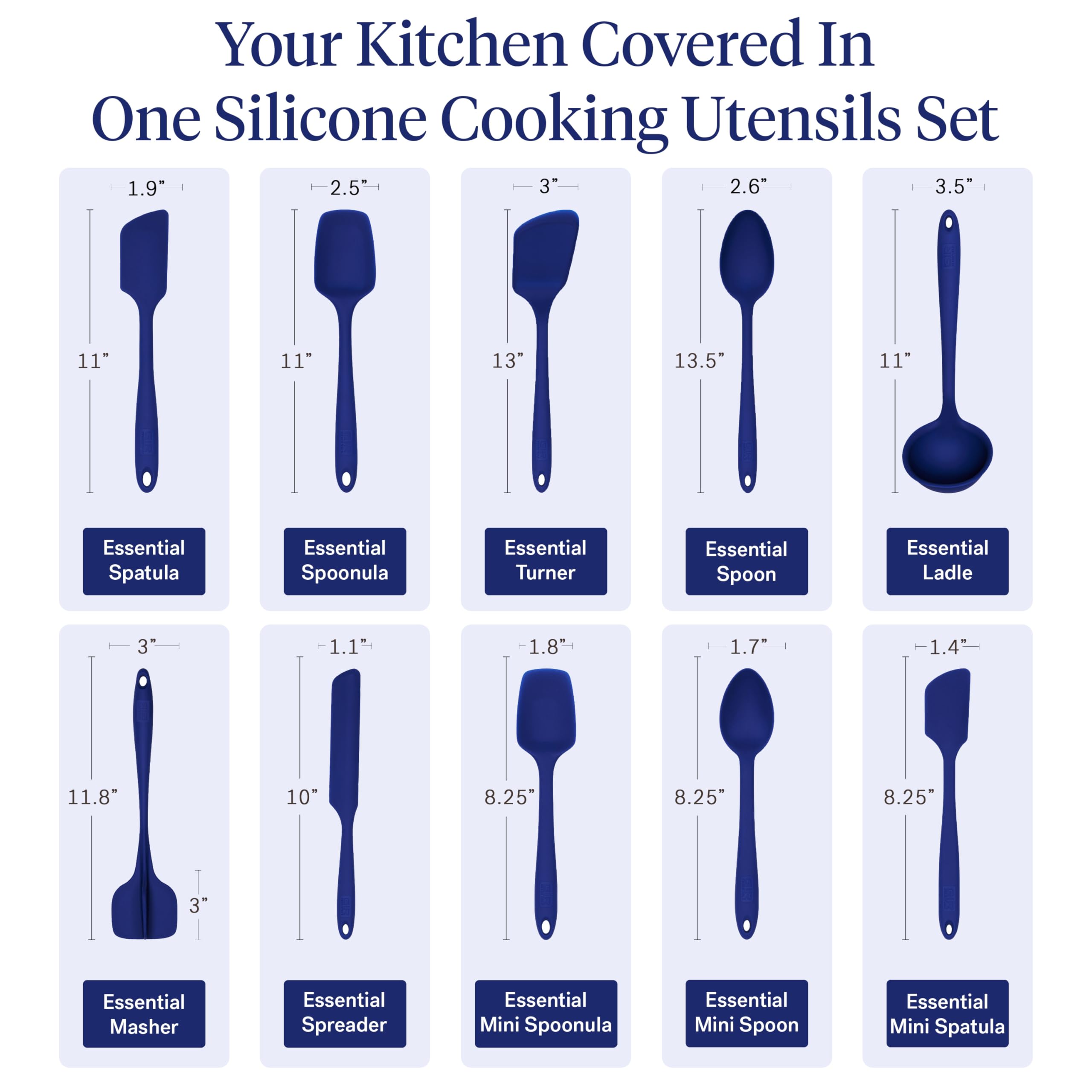 GIR royal blue spatula and spoon in a nonstick pan protecting cookware finish while stirring