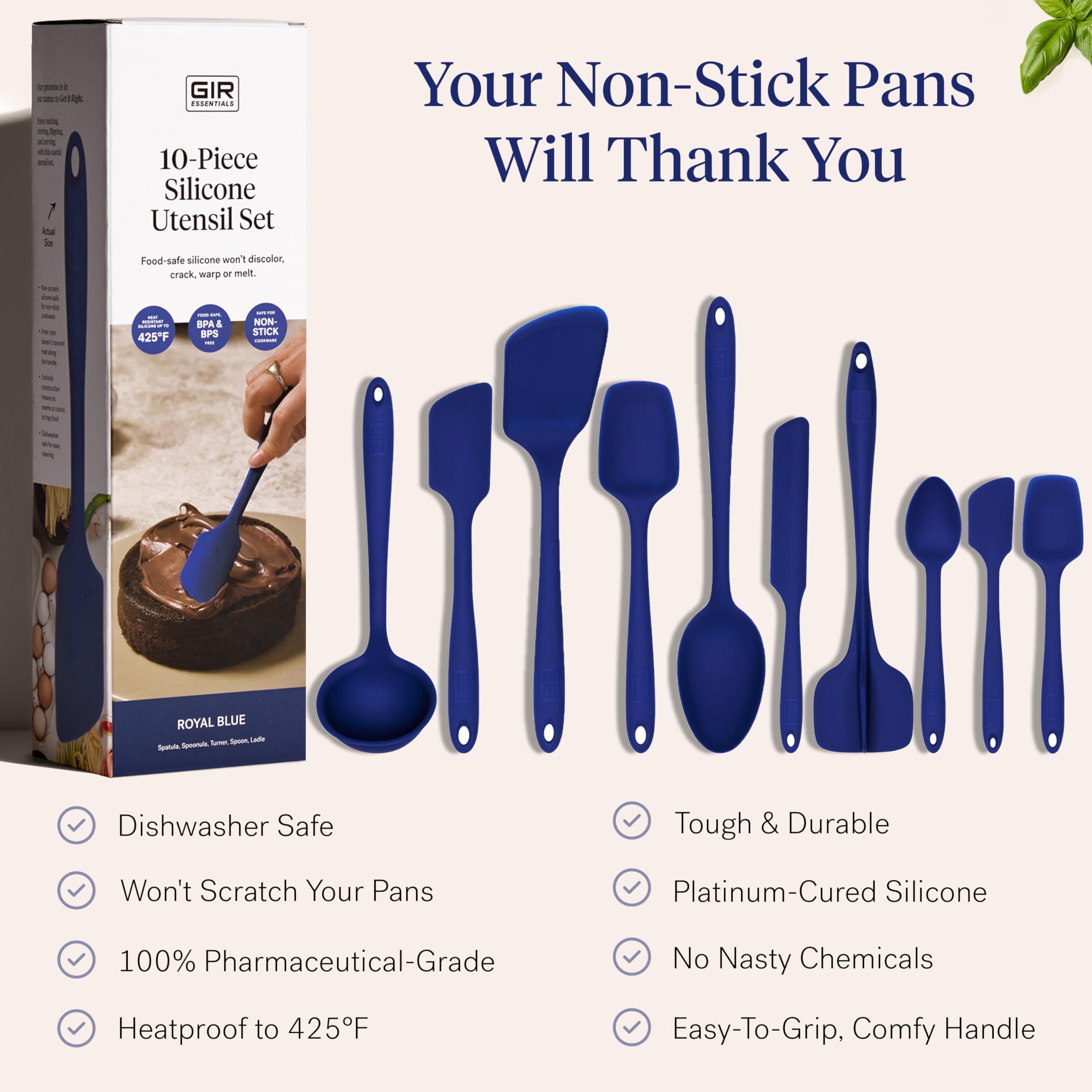GIR royal blue mini tools grouped to show precision utensils for tasting and jar scraping benefits