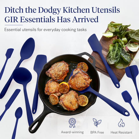 GIR royal blue silicone texture close-up highlighting seamless, nonstick-safe surface and durability