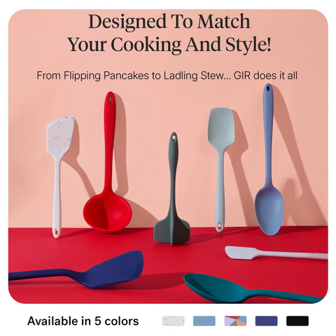 GIR utensils laid out on counter to show scale and ergonomic handles
