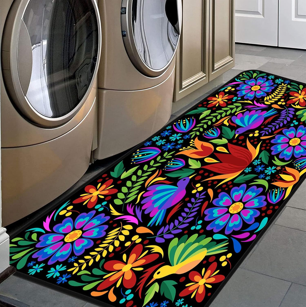 GISPOG front view showing floral Mexican birds design and bright colors, enhances entry curb appeal