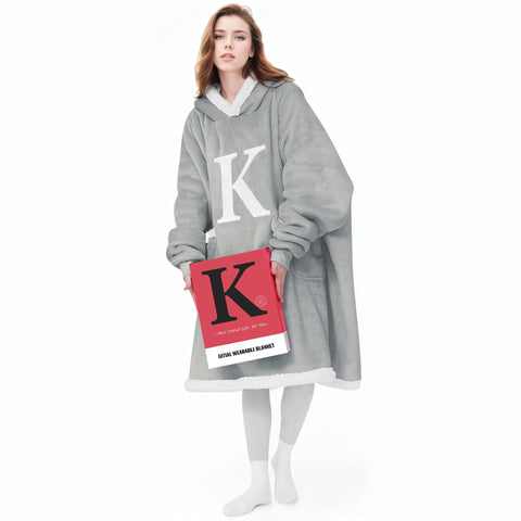 GITIAL front view wearable blanket hoodie showing cozy oversized fit and warmth