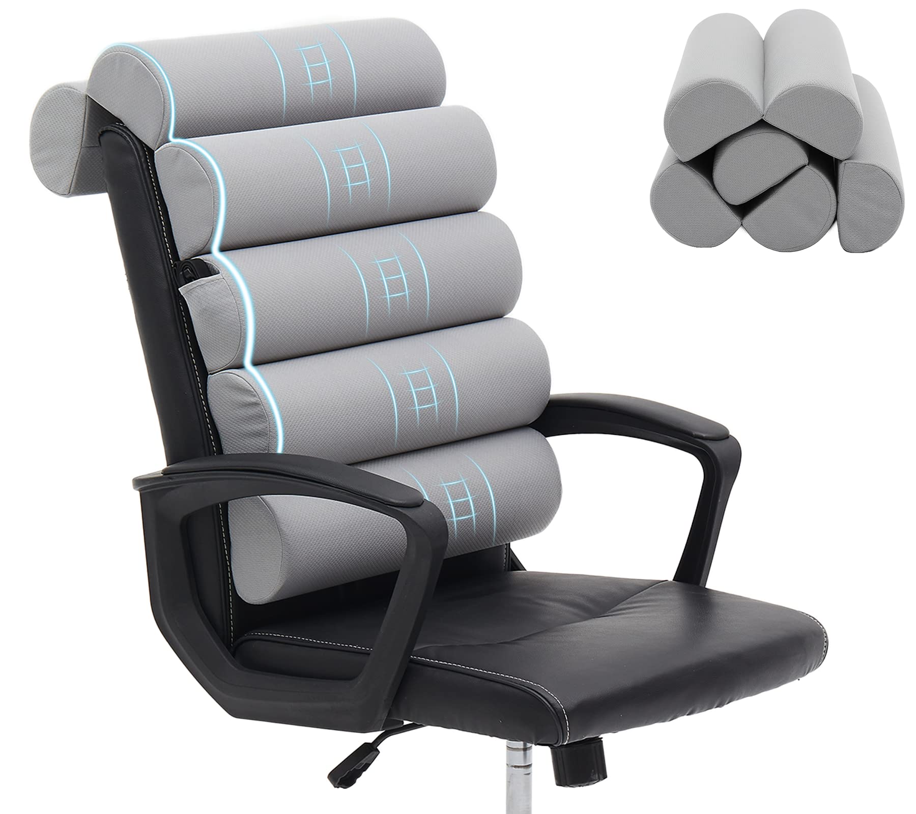 GIVANLEE front view on office chair showing full back coverage and improved posture