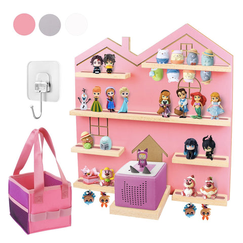 Givilio front view pink Tonie shelf showing neat display and storage benefit