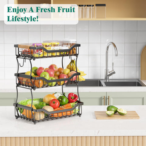 Giwil on a breakfast table with fruit showing organized countertop benefit