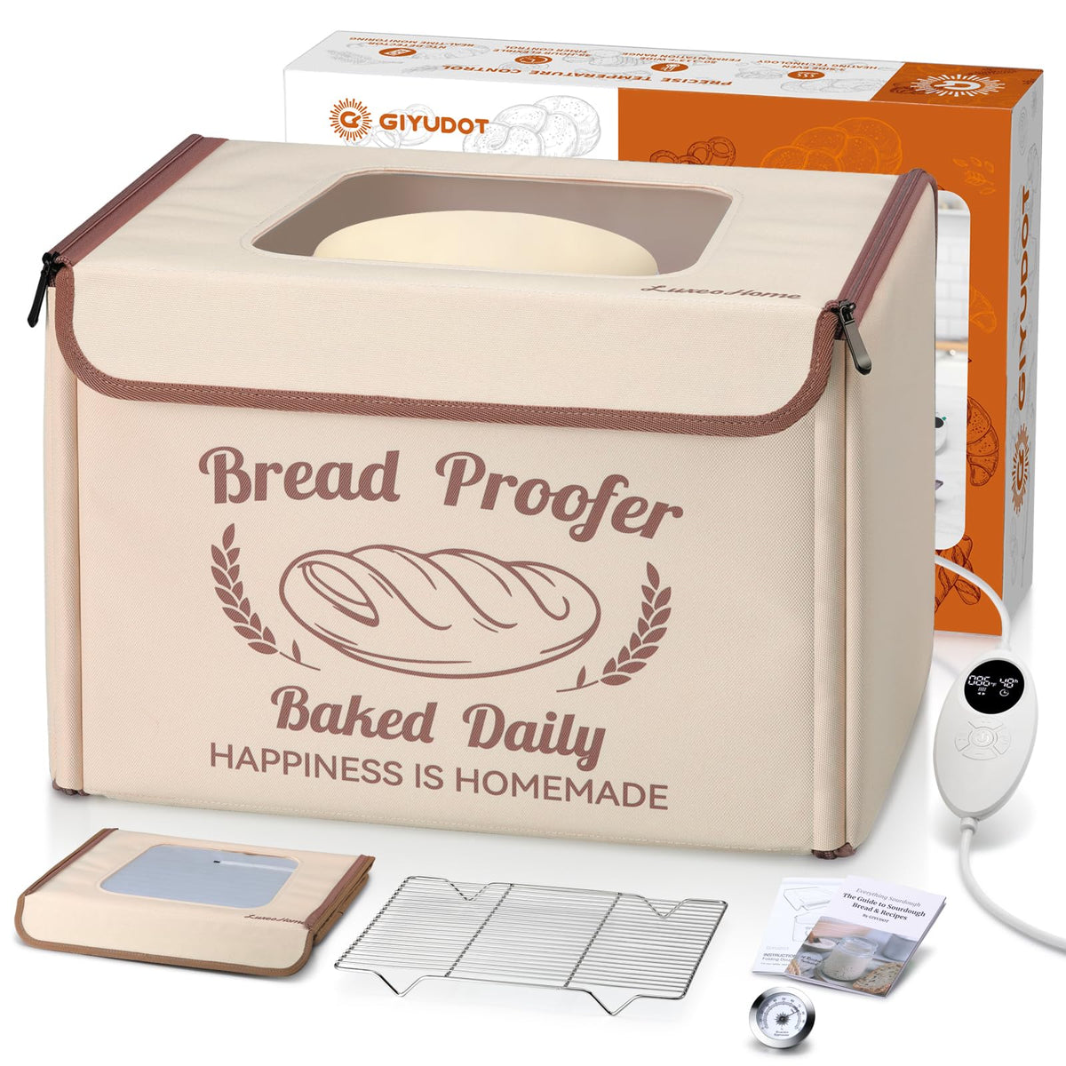 GIYUDOT front view of the foldable proofing box showing compact design and countertop fit
