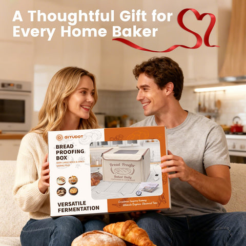 GIYUDOT proofing box beside standard baking sheet to show interior capacity