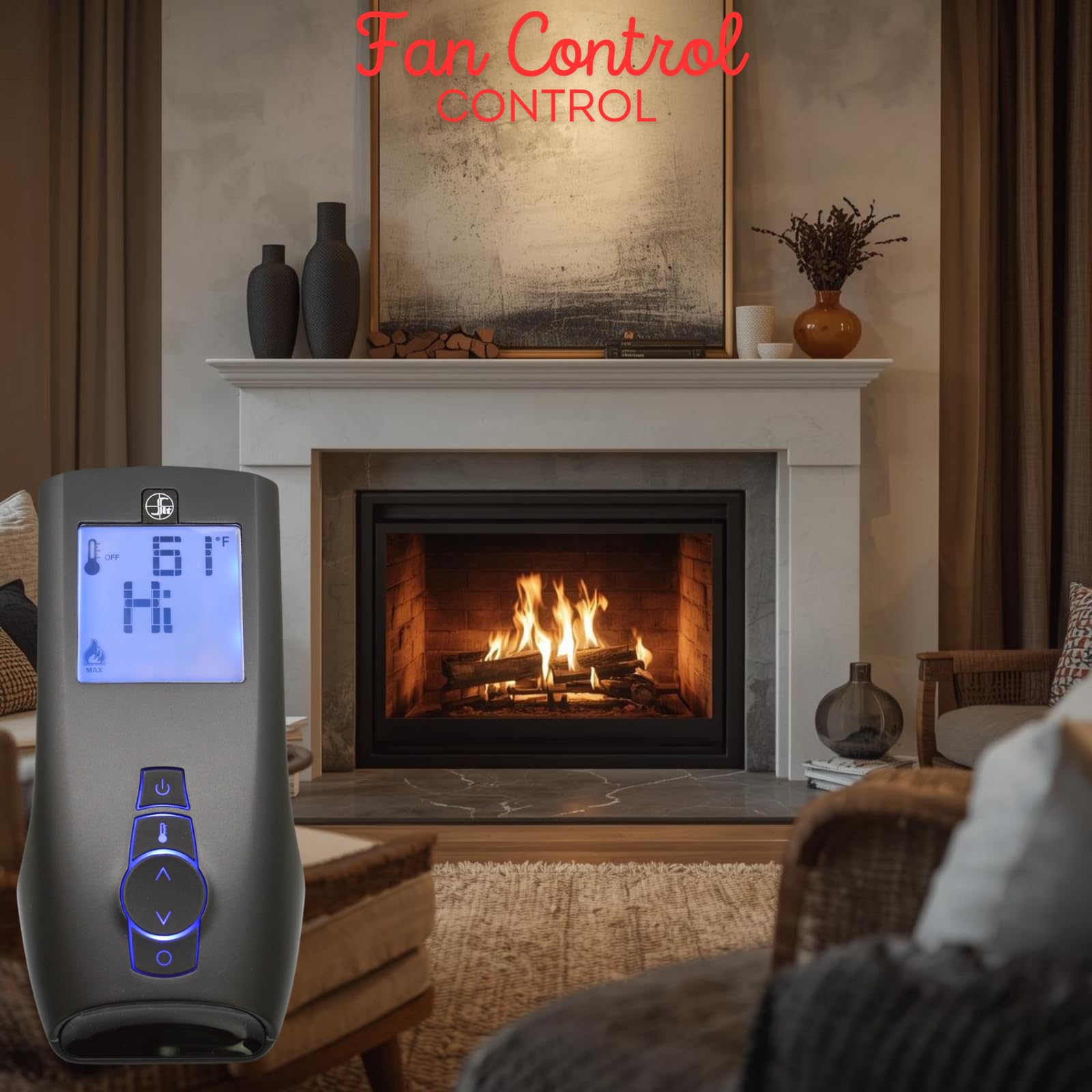 GIZMO TECH PARTS remote installed beside fireplace for convenient wall control