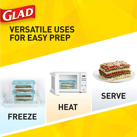 Glad container filled with soup ready to freeze for convenient meals