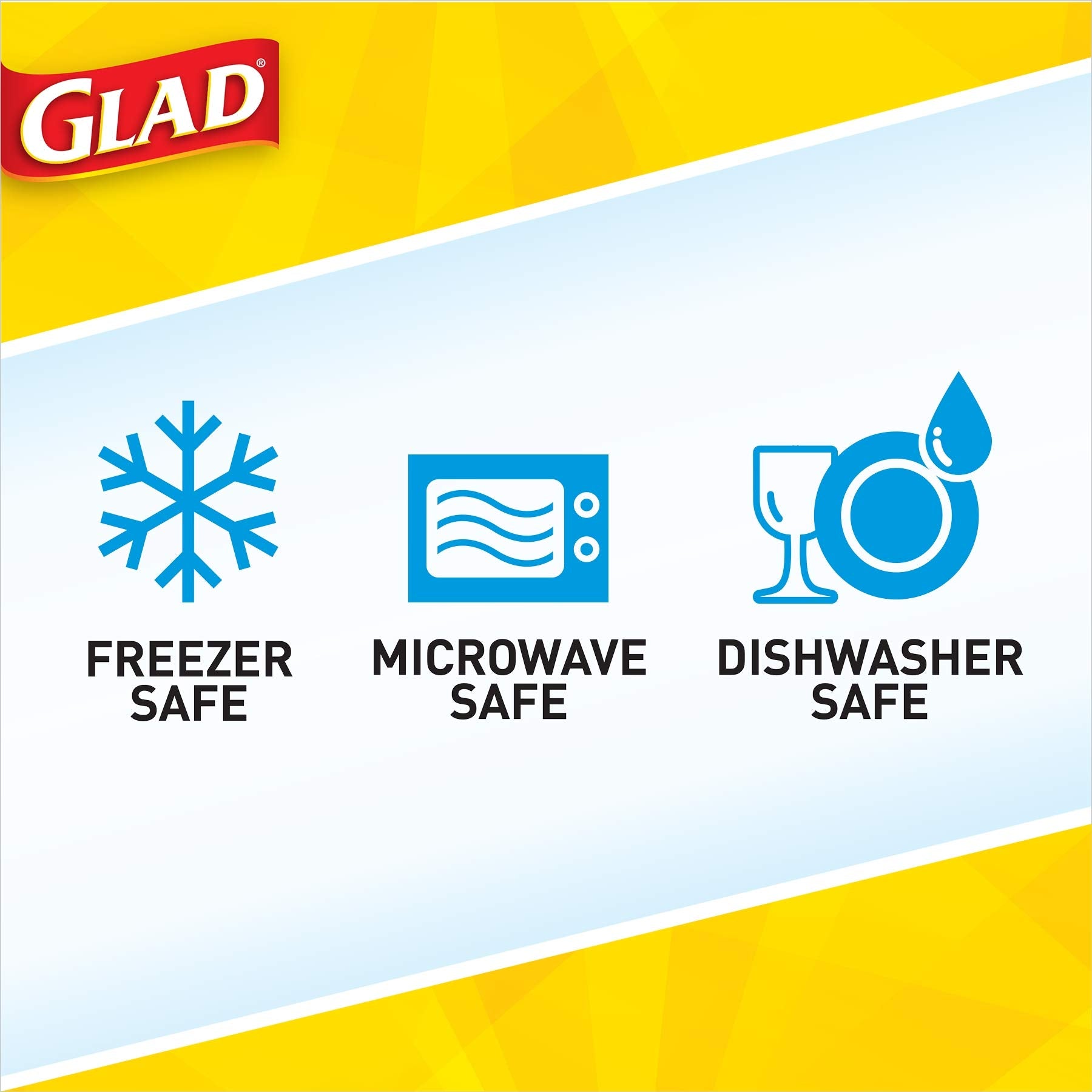 Glad lid click detail highlighting leak-resistant seal benefit