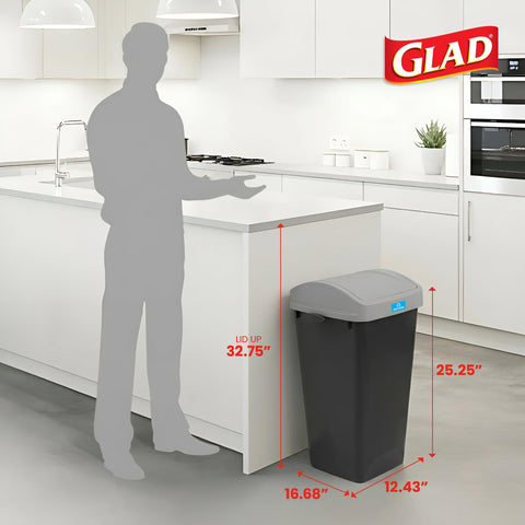 Glad closeup of lid treated with Clorox Odor Protection demonstrating cleaner lids