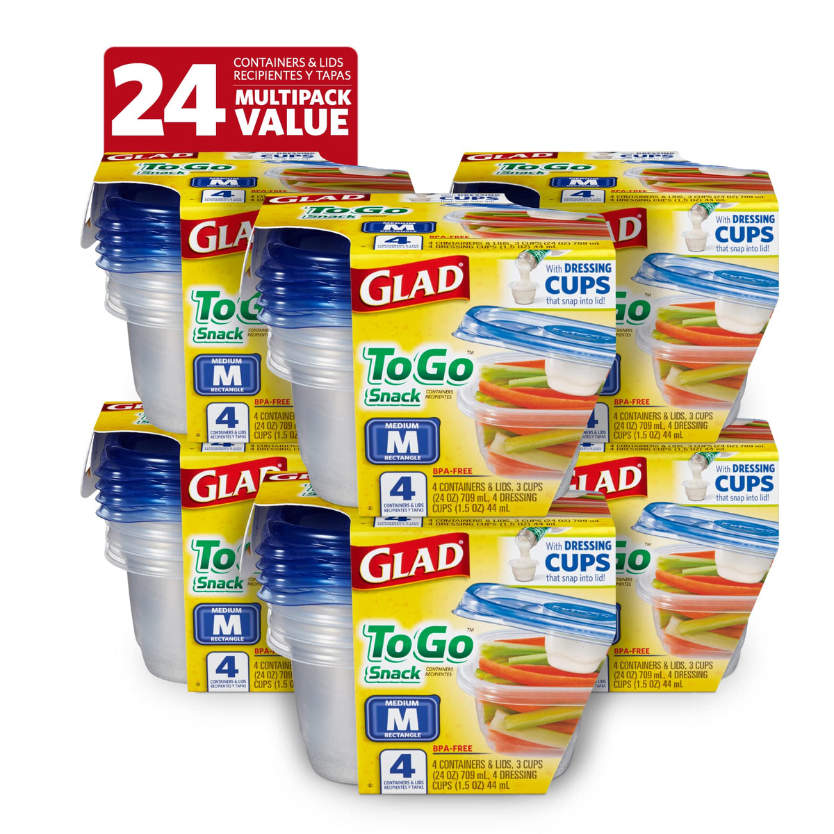 Glad medium rectangle front packaging showing product and capacity benefit